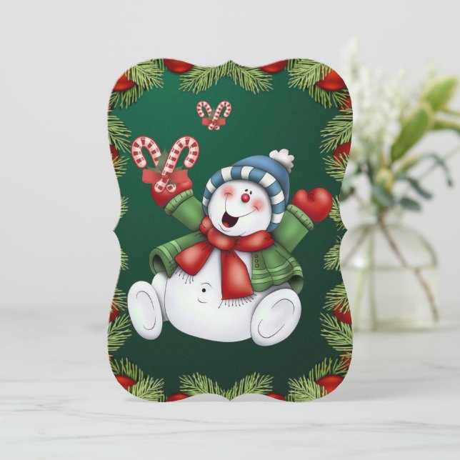 Weihnachtsfeiertagskarte - Snowman Karte (Stehend Vorderseite)