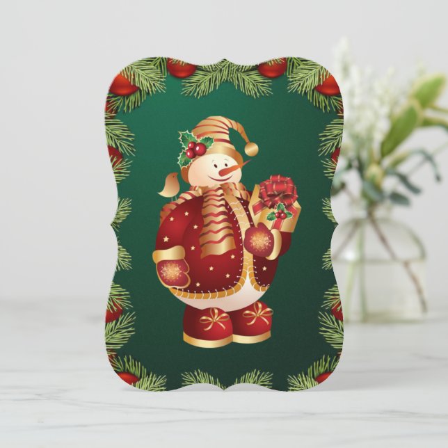 Weihnachtsfeiertagskarte - Snowman Karte (Stehend Vorderseite)