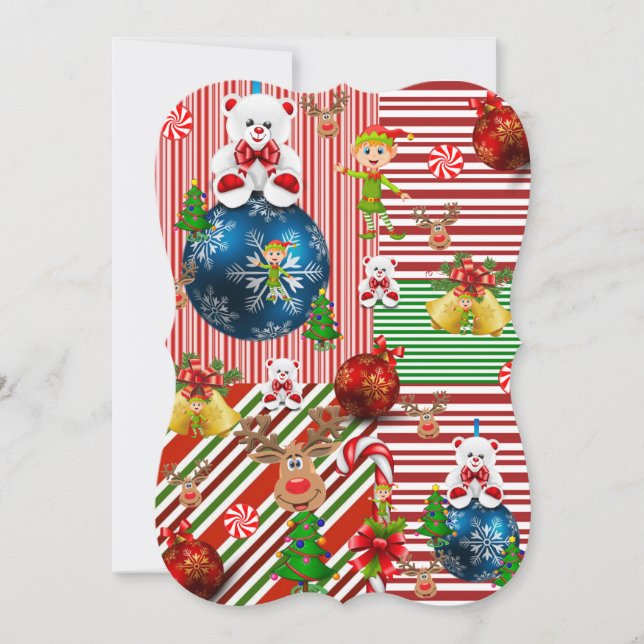 Weihnachtsfeiertagskarte, Teddybär Karte (Vorderseite)