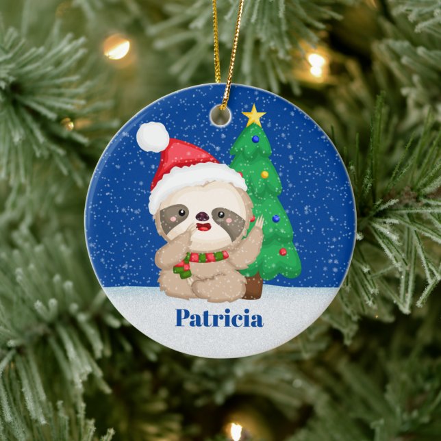 Weihnachtsfeige mit Namensaufschrift Keramik Ornament (Baum)