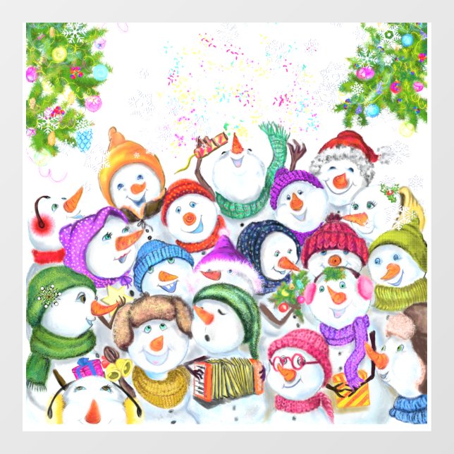 Weihnachtsfenster Klammern glückliche Snowmans Par Fensteraufkleber (Blatt)