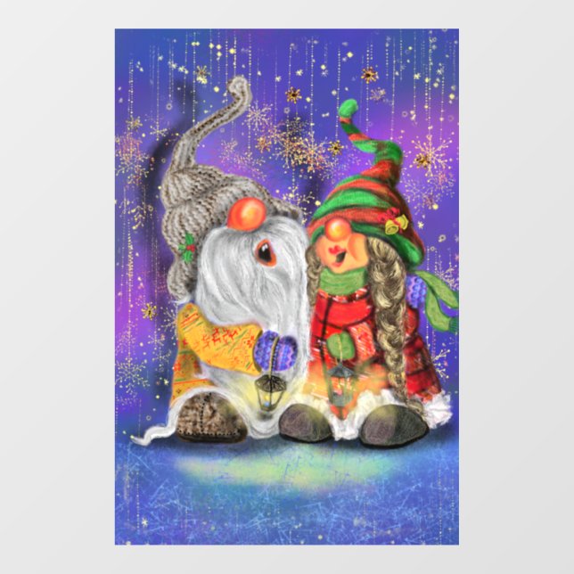 Weihnachtsfenster Klammern mit Happy Gnomes Fensteraufkleber (Blatt)