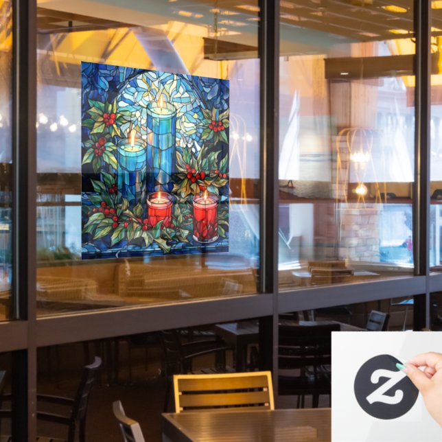Weihnachtsfensterfolie mit Glasmalerei-Optik Fensteraufkleber (Restaurantfenster)