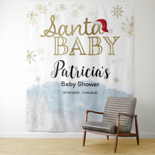 Weihnachtsferien-Babydusche Hintergrund Wandteppich (Beispiel)