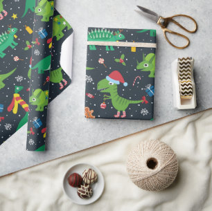 Weihnachtsferien-Dinosaurier-Geschenkpapier Geschenkpapier