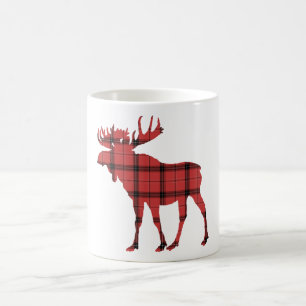 Weihnachtsferien Elch Rot Kariert Tartan Muster Kaffeetasse