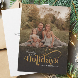 Weihnachtsferien-Foto der Familie Handschrift Mitteilungskarte