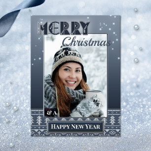 Weihnachtsferien Foto Navy Pullover Postkarte