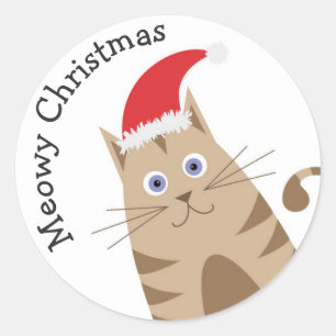 Weihnachtsferien für Haustiere Weihnachtsmannmütze Runder Aufkleber