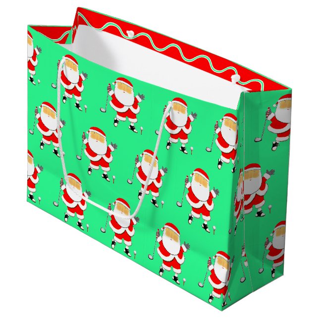 Weihnachtsferien Golf Große Geschenktüte (Vorderseite Schrägansicht)