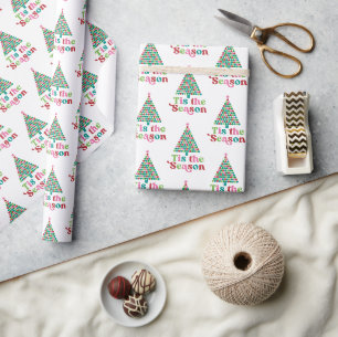 Weihnachtsferien Helle Lustige Farben Modern Retro Geschenkpapier