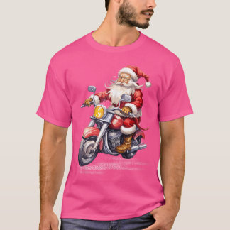 Weihnachtsferien Lustiger Santa fährt Motorrad Wei T-Shirt