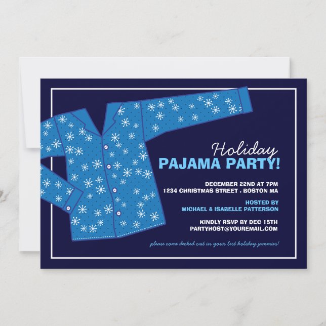 Weihnachtsferien - Pajama-Party Einladung (Vorderseite)