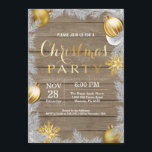 Weihnachtsferien Party Einladung Rustikal und Gold<br><div class="desc">Einladung zur Weihnachtsfeier. Weihnachts-Abendessen Feier Einladung. Weihnachtsbaumschmuck. Gold Glitzer. Rustikaler Holzhintergrund. Land Vintag Retro. Für weitere Anpassungen klicken Sie bitte auf die Schaltfläche "Anpassen" und verwenden Sie unser Designwerkzeug,  um diese Vorlage zu ändern.</div>