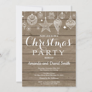 Weihnachtsferien Party Einladung Rustikale Ornamen