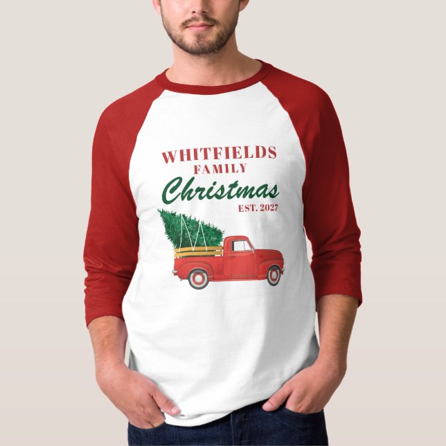 Weihnachtsferien Red Truck Matching Family T-Shirt (Vorderseite)