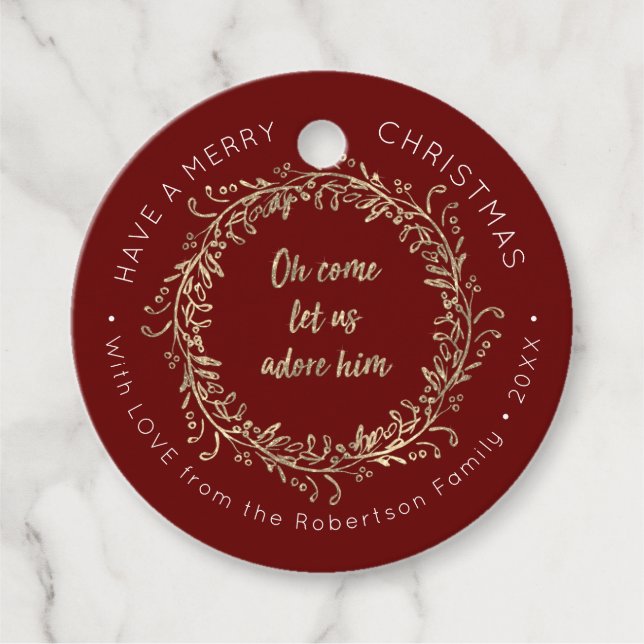 Weihnachtsferien-Rose Gold Glitzer Script w Name Geschenkanhänger (Vorderseite)