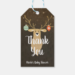 Weihnachtsferien Rustikaler Hirsch Babyshower Gesc Geschenkanhänger