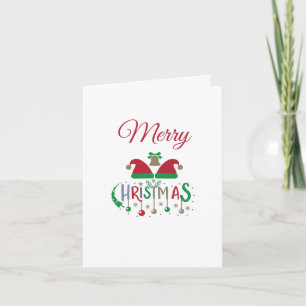 Weihnachtsferien Santa Hüte gefaltete Grußkarte Karte