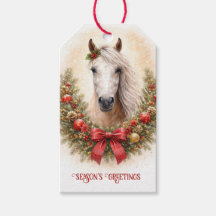 Weihnachtsferien Schönes Pferd und Kranz