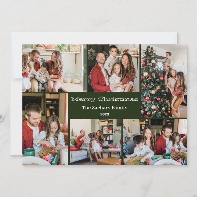Weihnachtsferien Script Family Foto Collage Feiertagskarte (Vorderseite)