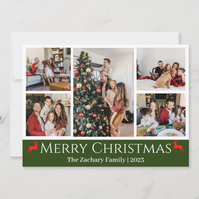 Weihnachtsferien Script Family Foto Collage Feiertagskarte (Vorderseite)