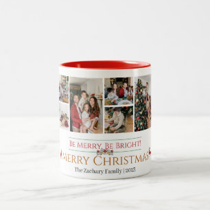 Weihnachtsferien Script Family Foto Collage Zweifarbige Tasse