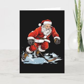 Weihnachtsferien Spaß Santa spielt Eishockey Chris Karte