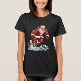 Weihnachtsferien Spaß Santa spielt Eishockey Chris T-Shirt