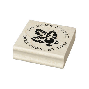 Weihnachtsferien Stechpalme und Beeren Adresse Gummistempel
