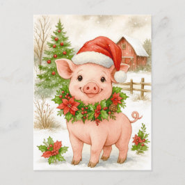 Weihnachtsferkel-Aquarell-Postkarte Feiertagspostkarte