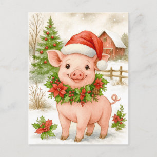 Weihnachtsferkel-Aquarell-Postkarte Feiertagspostkarte