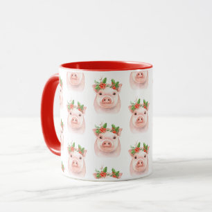 Weihnachtsferkel Rosa Pink Fest Landwirtschaft Lan Tasse
