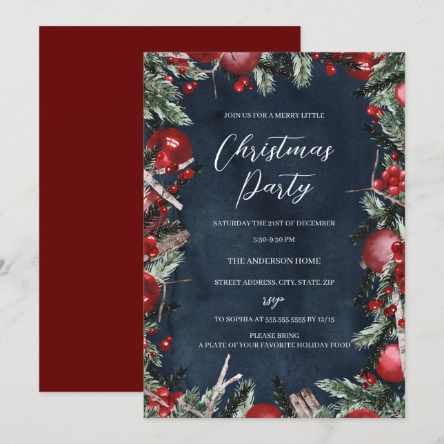Weihnachtsfest am Party der Marine Einladung (Vorne/Hinten)