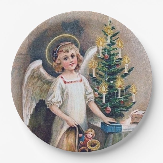Weihnachtsfest Angel Holiday Pappteller (Vorderseite)