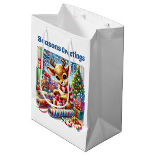 Weihnachtsfest anpassbare Verpackung Rentiere Mittlere Geschenktüte