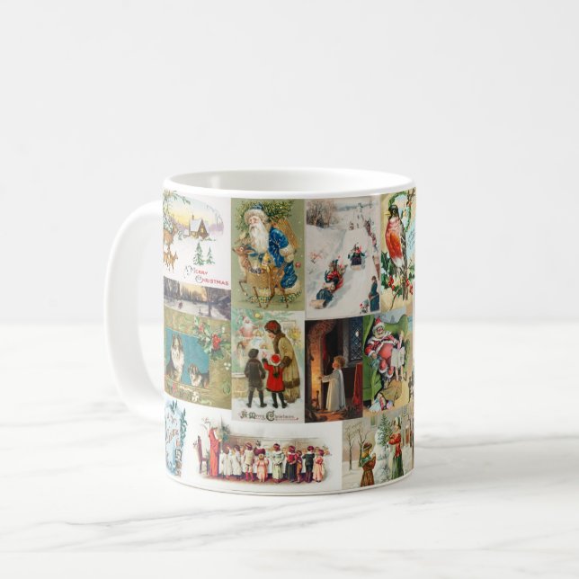 Weihnachtsfest Antike Collage Festival Kaffeetasse (Vorderseite Links)