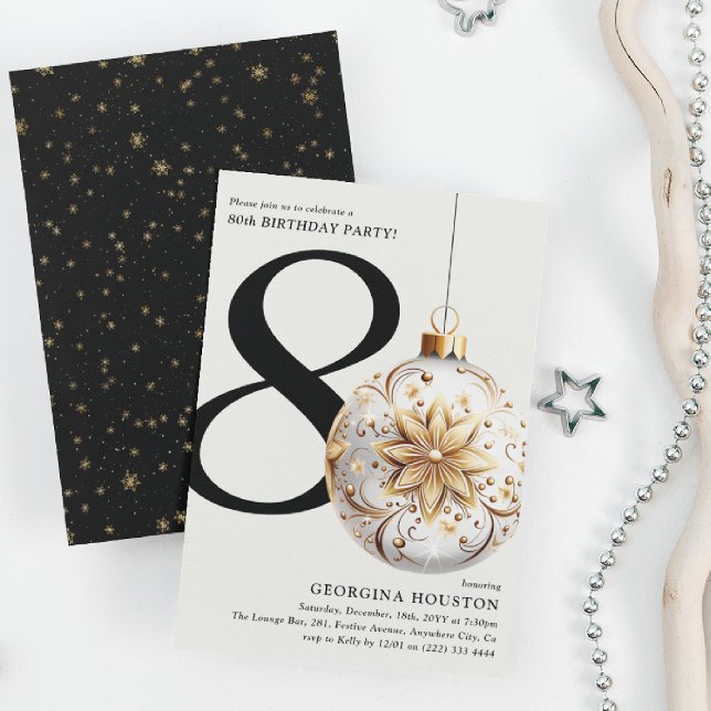 Weihnachtsfest Bauble 80. Geburtstagsparty Einladung (Von Creator hochgeladen)