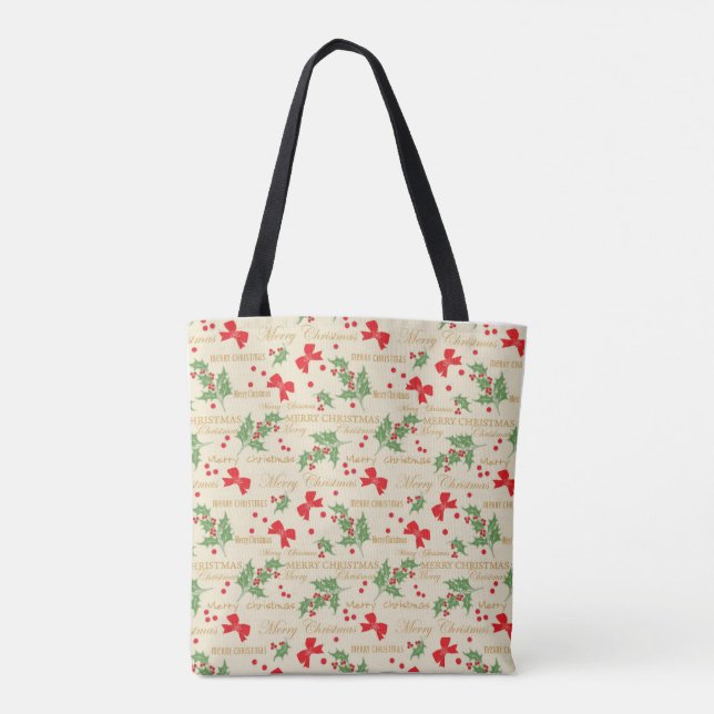 Weihnachtsfest, Berries und Rote Bogen Tasche (Rückseite)