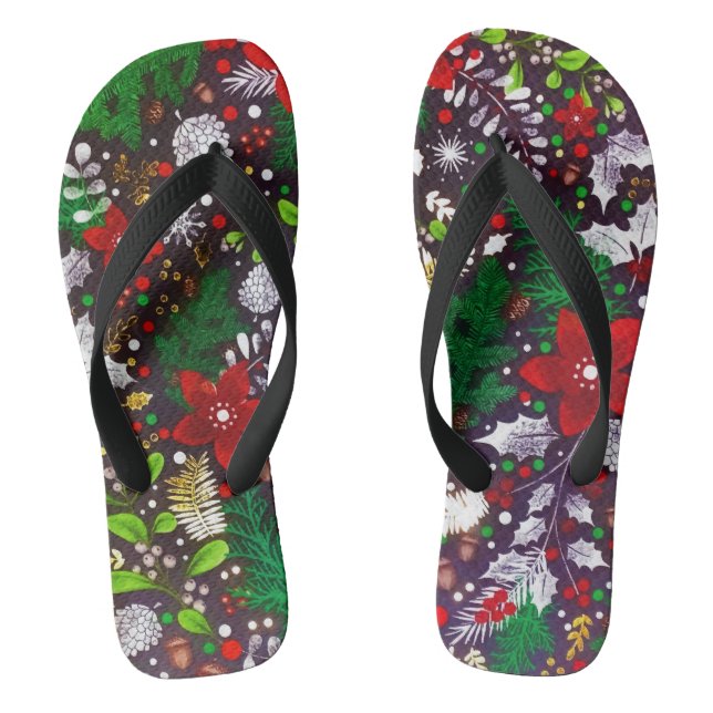 Weihnachtsfest Botanischer Wald Flip Flops (Fußbett)