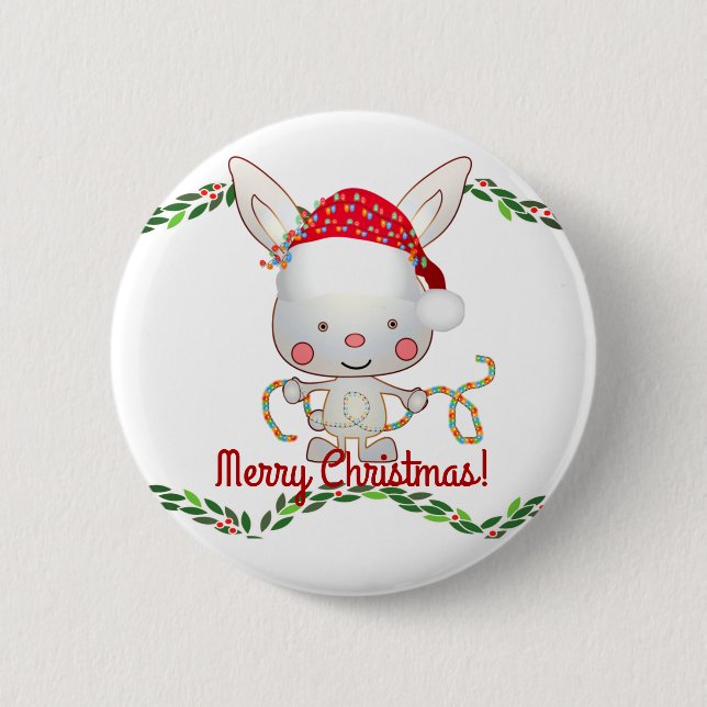Weihnachtsfest Bunny Button (Vorderseite)