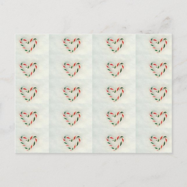 Weihnachtsfest Candy Cane Herz auf dem wirklichen  Postkarte (Vorderseite)