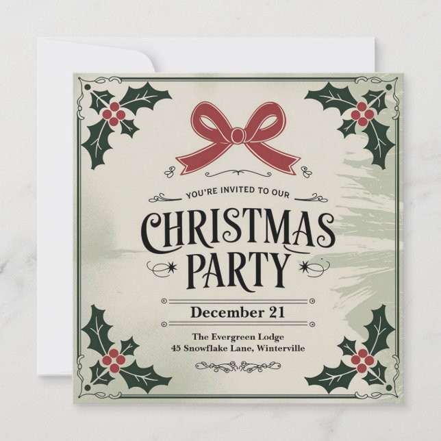 Weihnachtsfest Carol-Themed Party Einladung (Vorderseite)