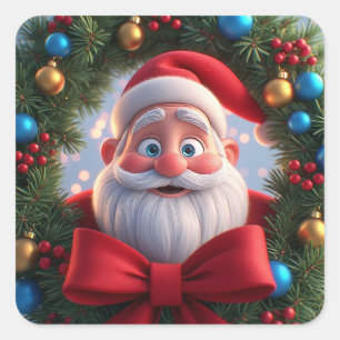 Weihnachtsfest Cartoon Weihnachtsmann Quadratischer Aufkleber