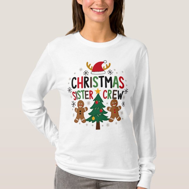 Weihnachtsfest Crew Lebkuchen Freunde T-Shirt (Vorderseite)