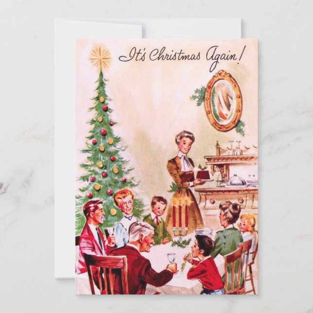 Weihnachtsfest Familienessen Feiertagskarte (Vorderseite)