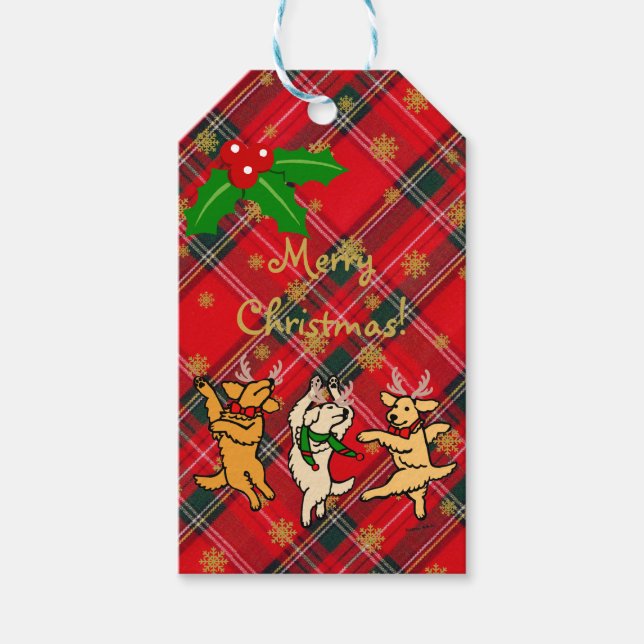 Weihnachtsfest Golden Retrievers Geschenkanhänger (Vorderseite)