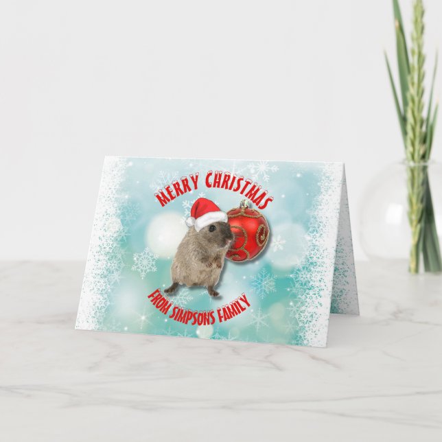 Weihnachtsfest Hamster Schneeflocken Rote Weihnach Feiertagskarte (Vorderseite)