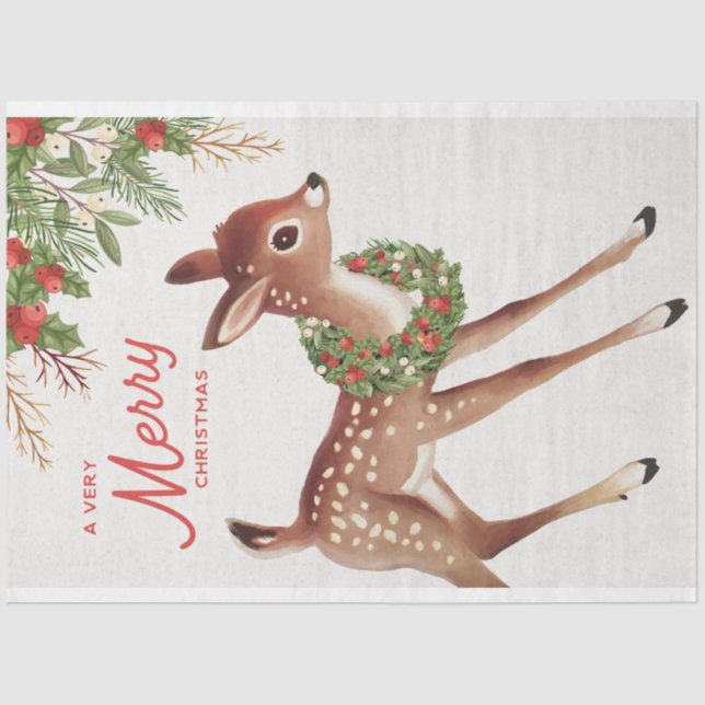 Weihnachtsfest - Hirsch und Kraut Seidenpapier (Vorderseite)
