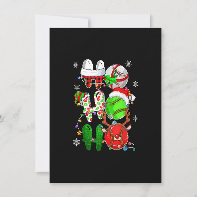 Weihnachtsfest Ho Ho Baseball Lover Santa Reindeer Einladung (Vorderseite)